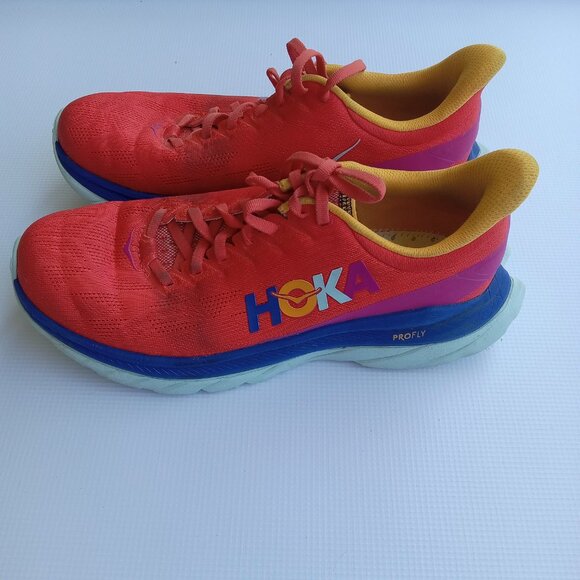 HOKA One One‎ Mach 4 - stART Pack Profly Mens Running Shoes Fiesta/Bluing 9.5 - Picture 1 of 12